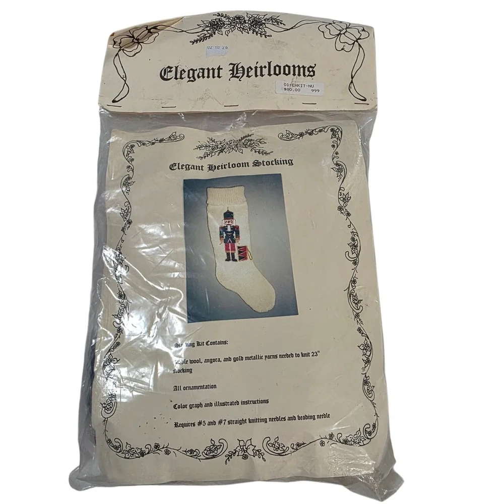 RARE Vintage Elegant Heirlooms Nutcracker‎ Christmas Stocking Knitting Kit 23